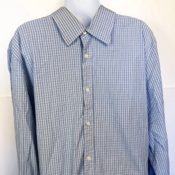 Calvin Klein Blue and White Checkered Dress Shirt Men's Size Large - Picture 4 of 8